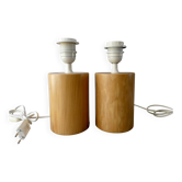 Pair of solid wood lamp bases IMT Italy for Habitat, around 1980.