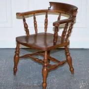Edwardian Oak Captain's Chair for Smokers, 1900s