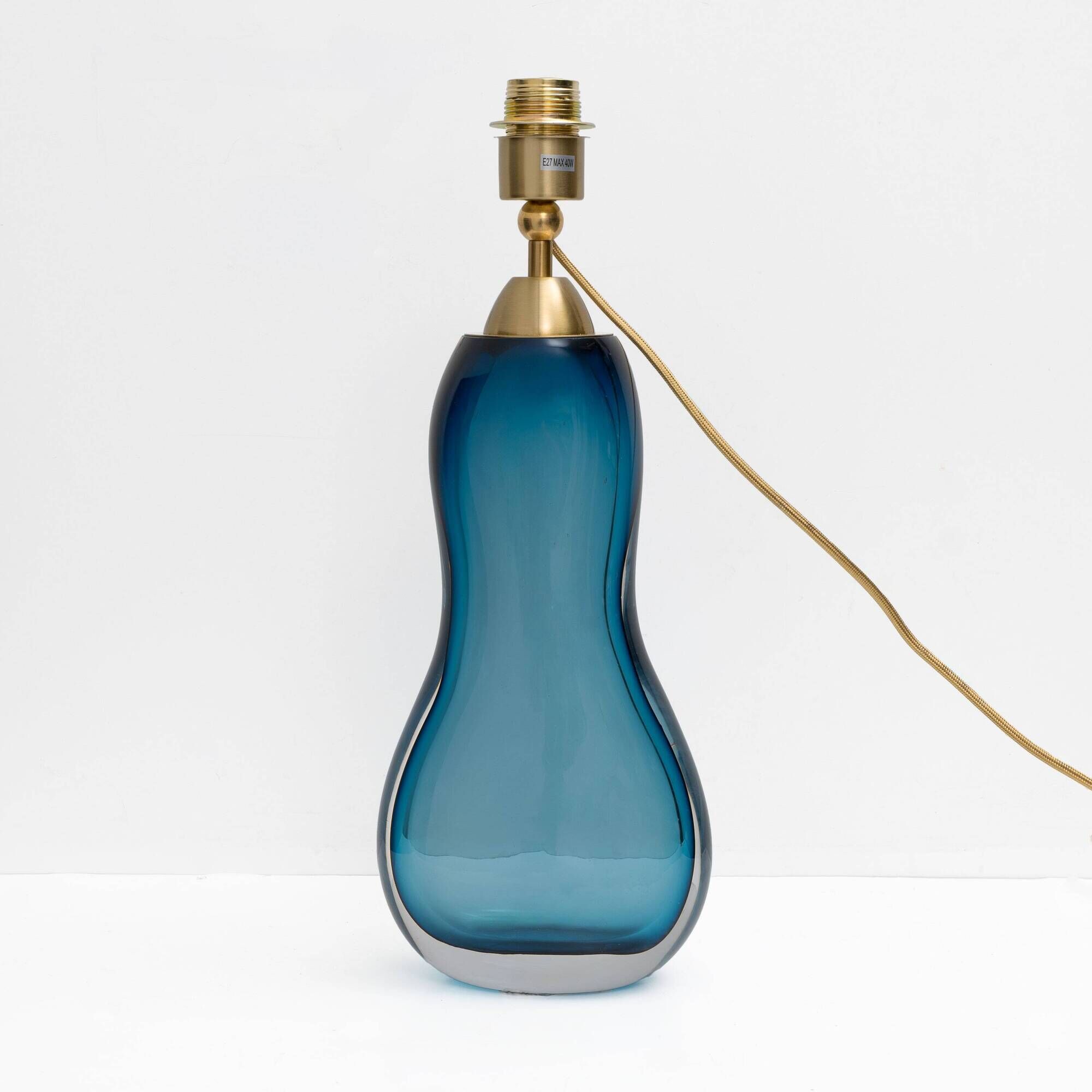 Pair of Italian Mid-Century Blue Murano Sommerso Glass Table Lamp