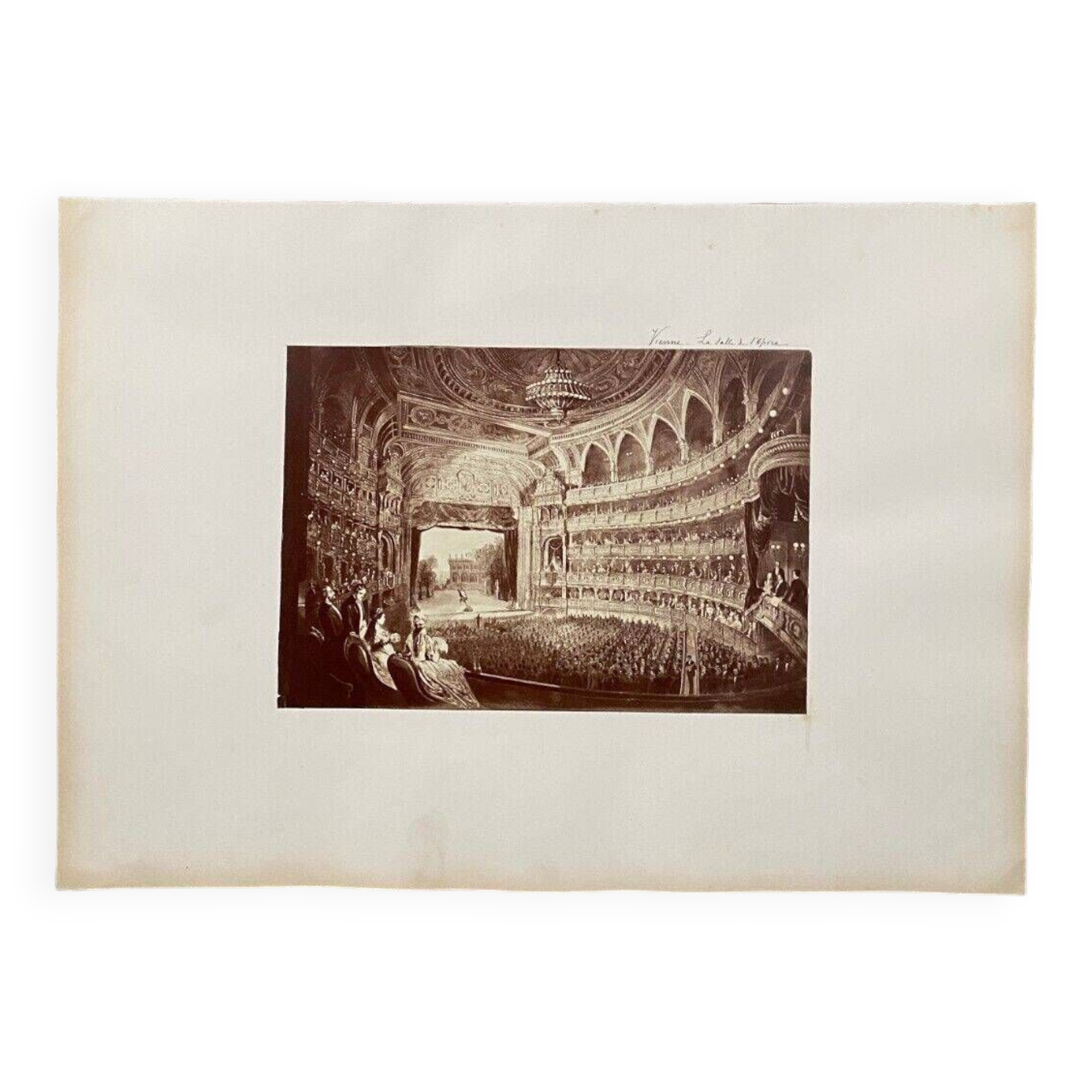 Photo Vienna The Opera Hall 19th century albumen laminated cardboard