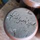 Handcrafted stoneware glass cups, signed, Fontgombault Abbey