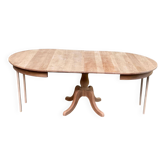 Grande table à manger ronde extensible décapée en merisier massif pied cent