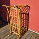 Bamboo and rattan baby cot with canopy.