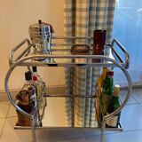Chromed metal and mirror serving trolley