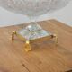 Cut crystal bowl on a brass base in bohemian style.
