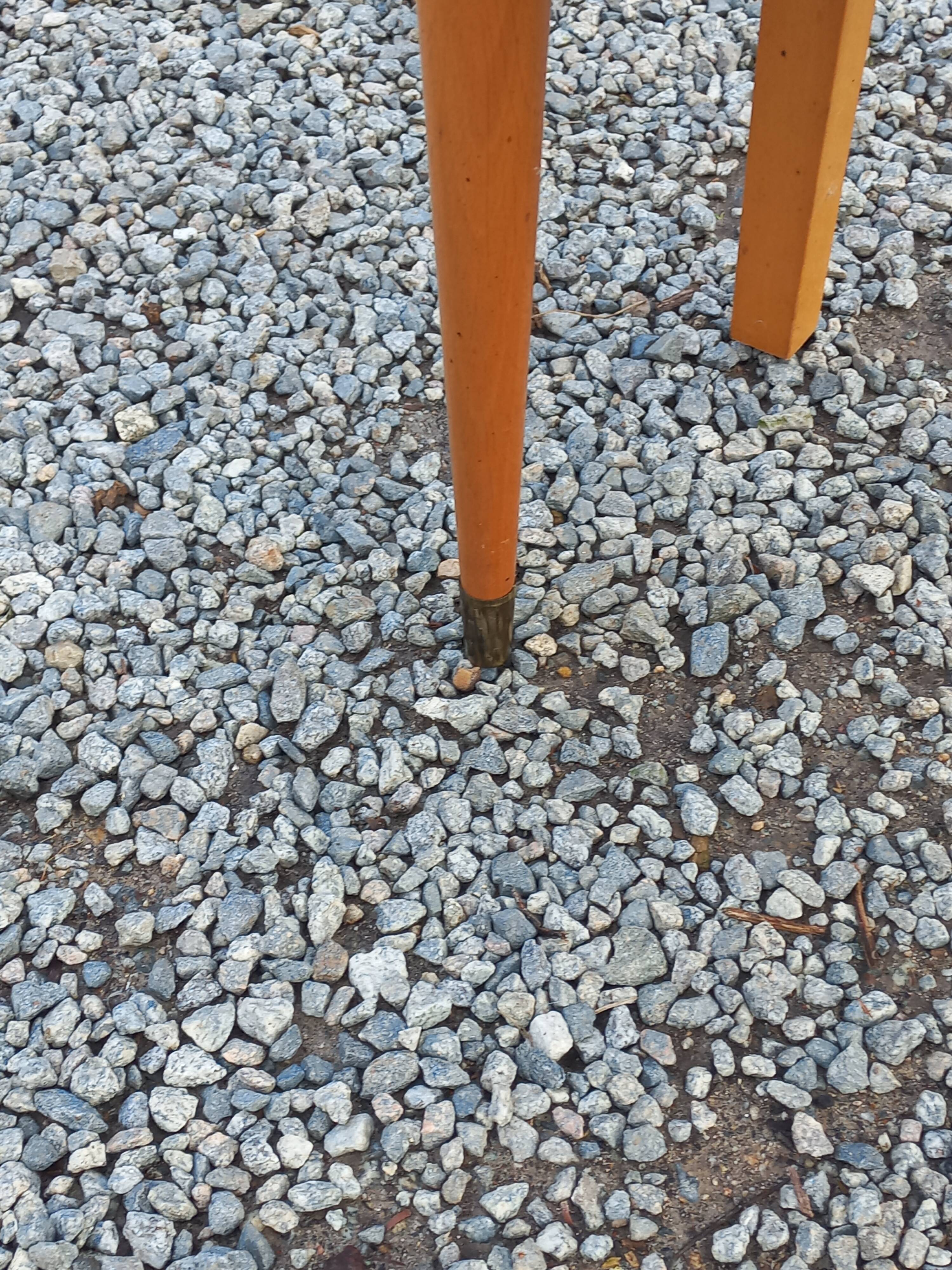Vintage 1950s bedside table in blond oak with conical legs