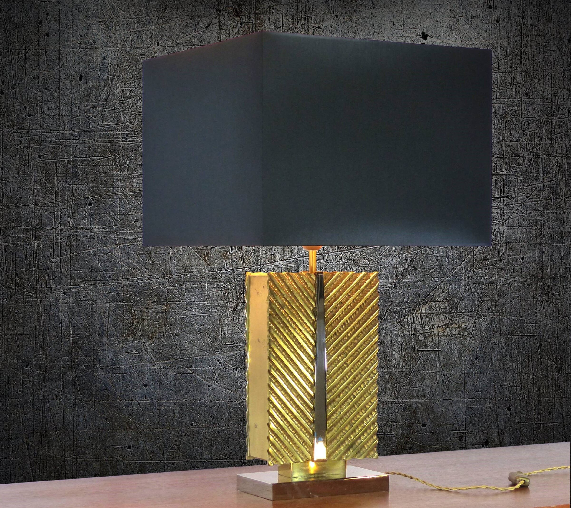 Massive brass table lamp 1970