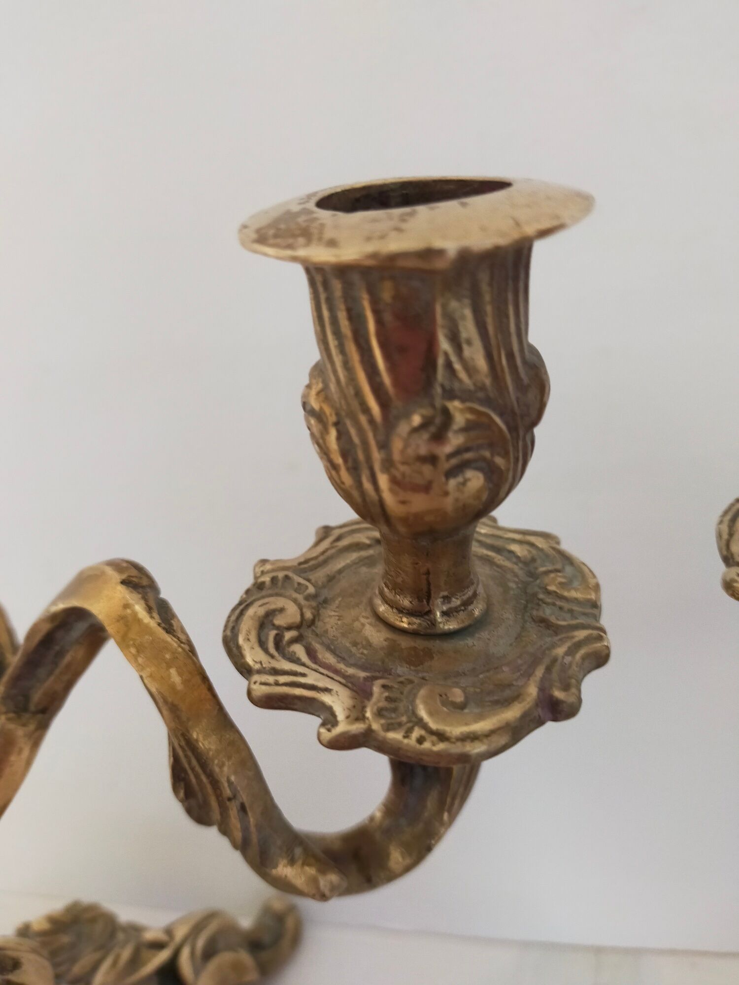 Pair of vintage brass 2-candle candelabra candlesticks