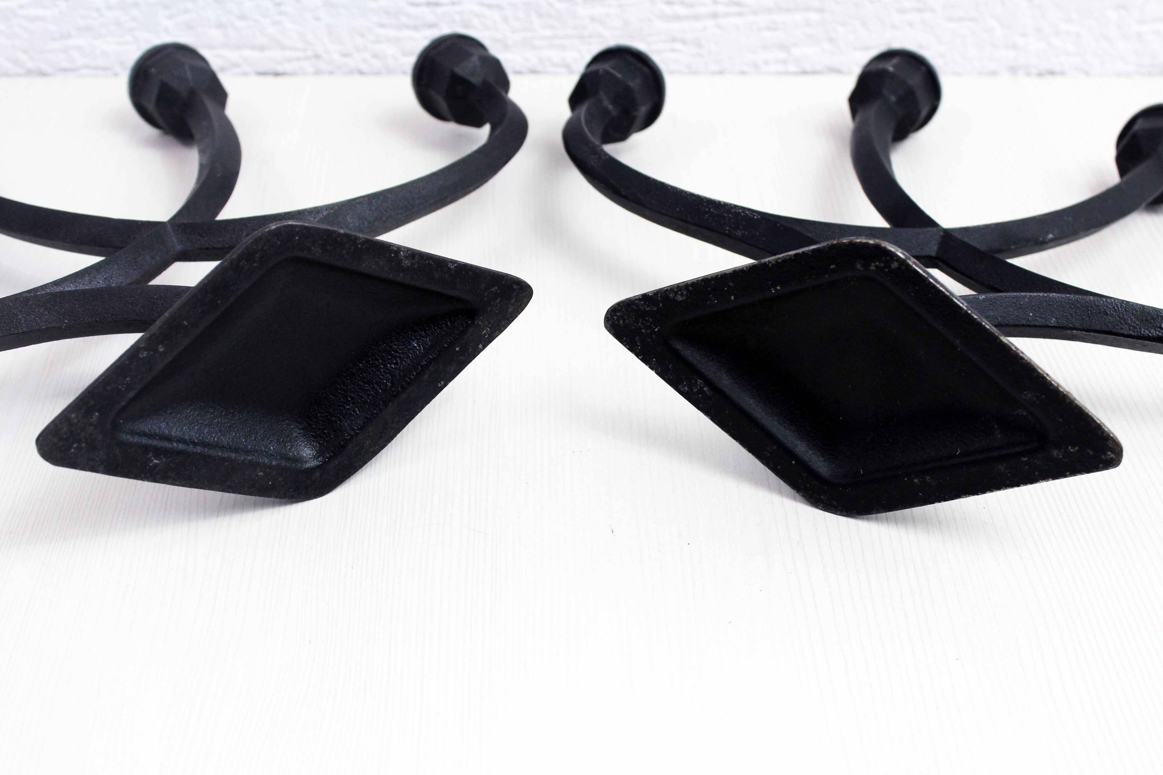 Pair of Scandinavian cast iron candlesticks 1970
