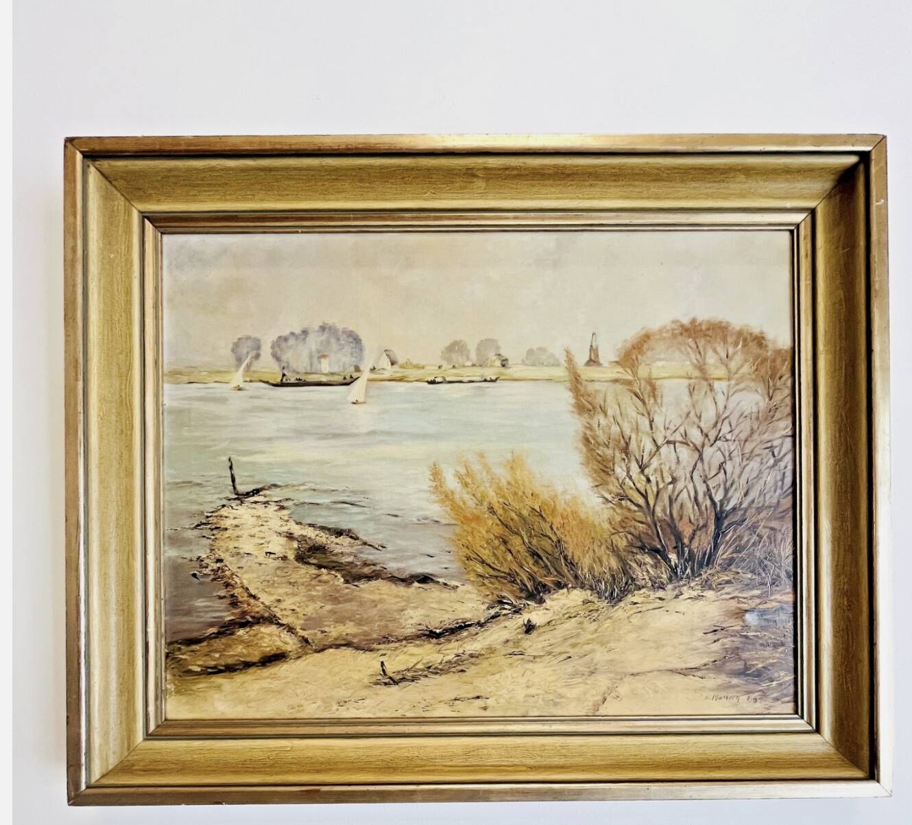 Oil on canvas signed K. Mattern 1954 lake landscape - 512024