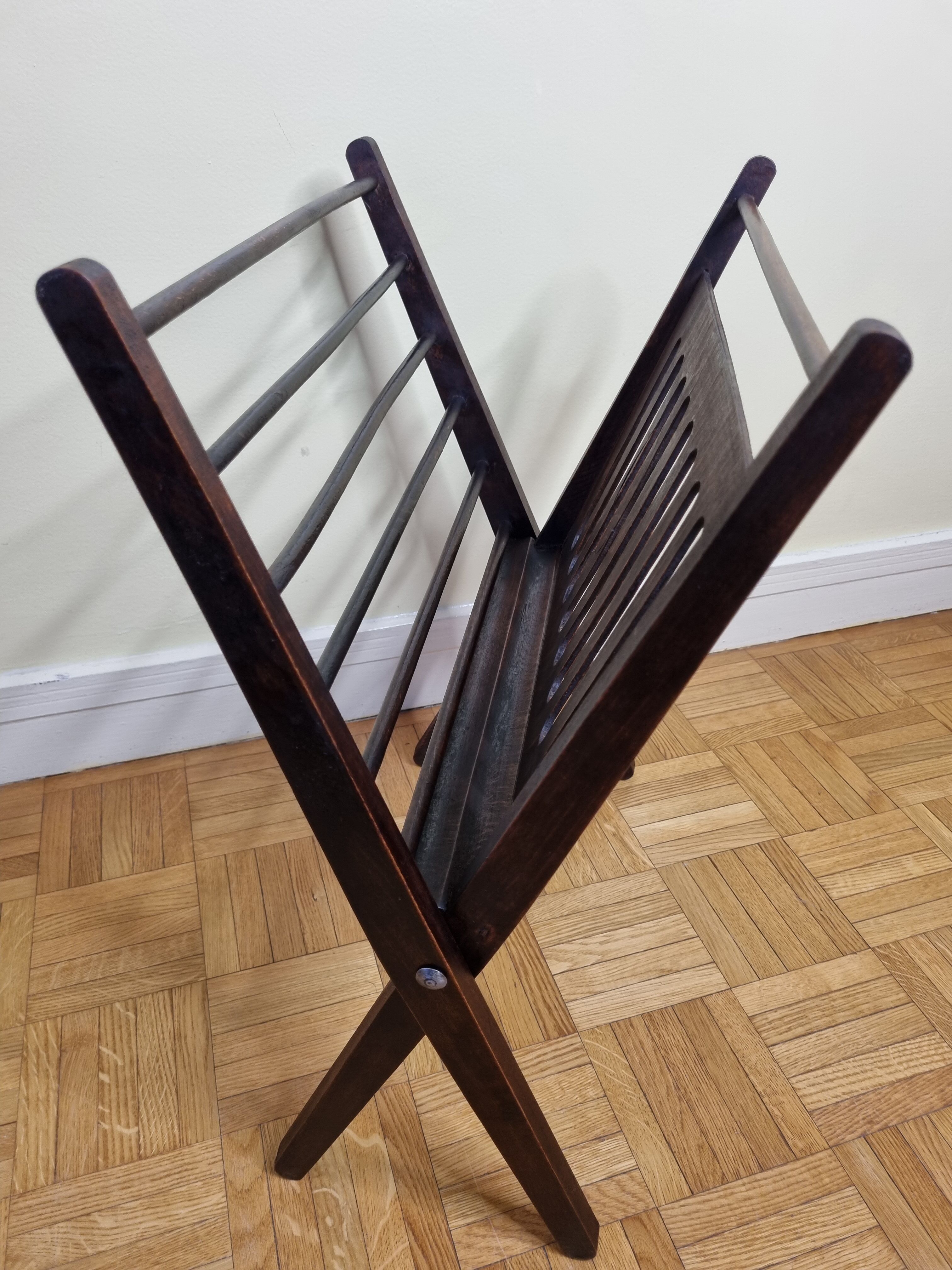 Folding teak magazine holder by Cees Braakman