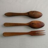 Trio of vintage wooden cutlery