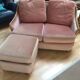 Velvet sofa and its ottoman