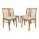 Vintage Dining Chairs Set of 4, Natural beech wood, Herringbone fabric