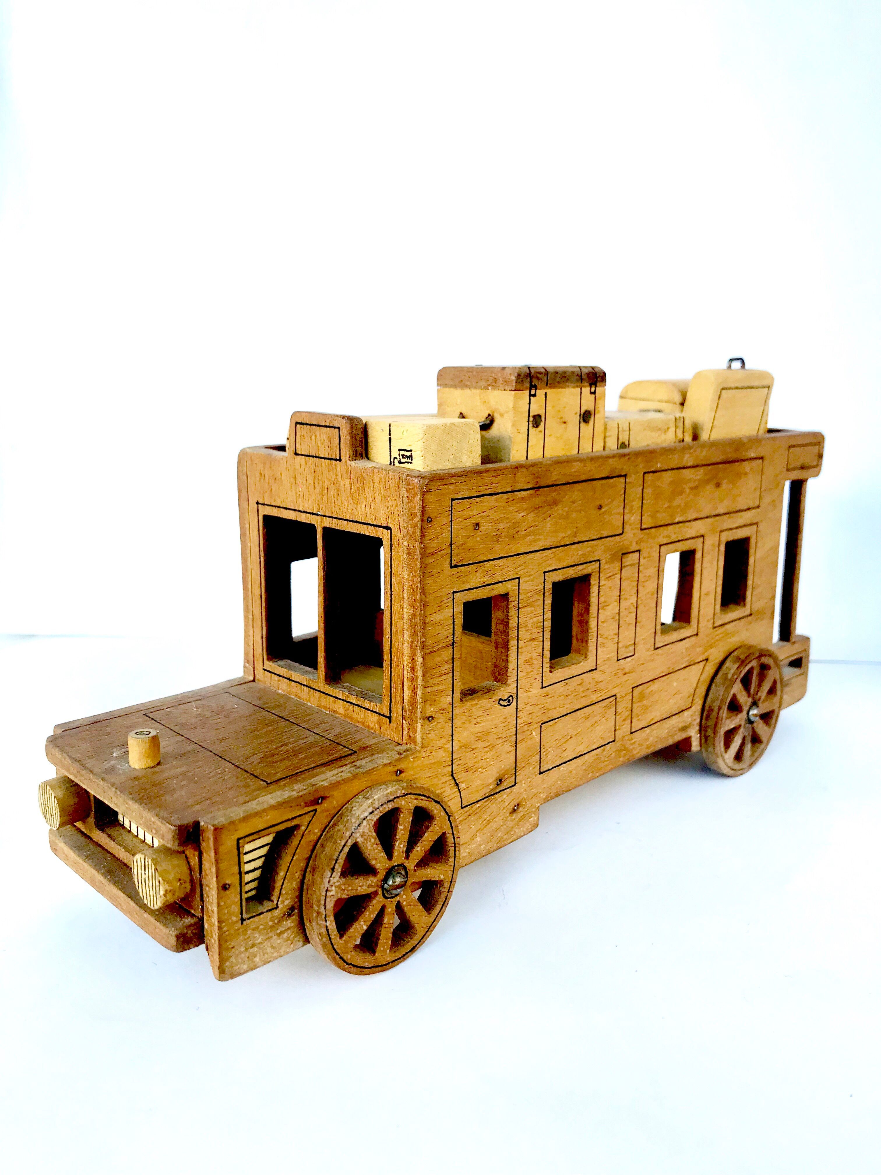 Handmade wooden bus
