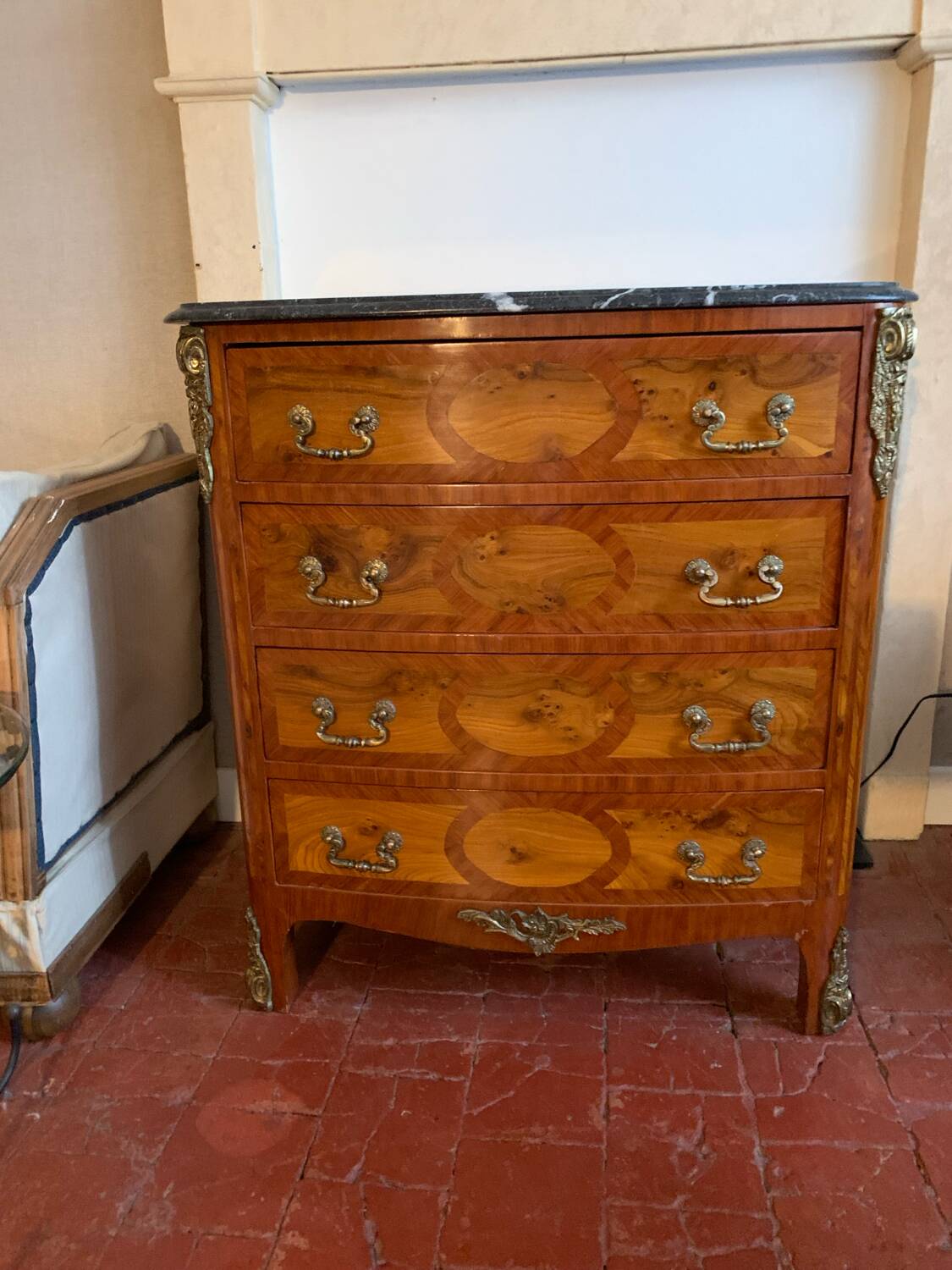 Beautiful black marble chest of drawers