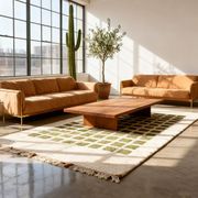 Tapis moderne motif quadrillage en laine 2COULEUR 250CMX150CM