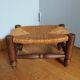 Footrest low stool wood and straw