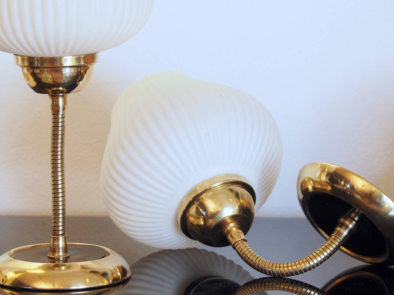 Pair of brass tulip wall lights