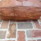 Moroccan vintage leather pouf