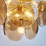 Mid century glass disk chandelier, 1970s