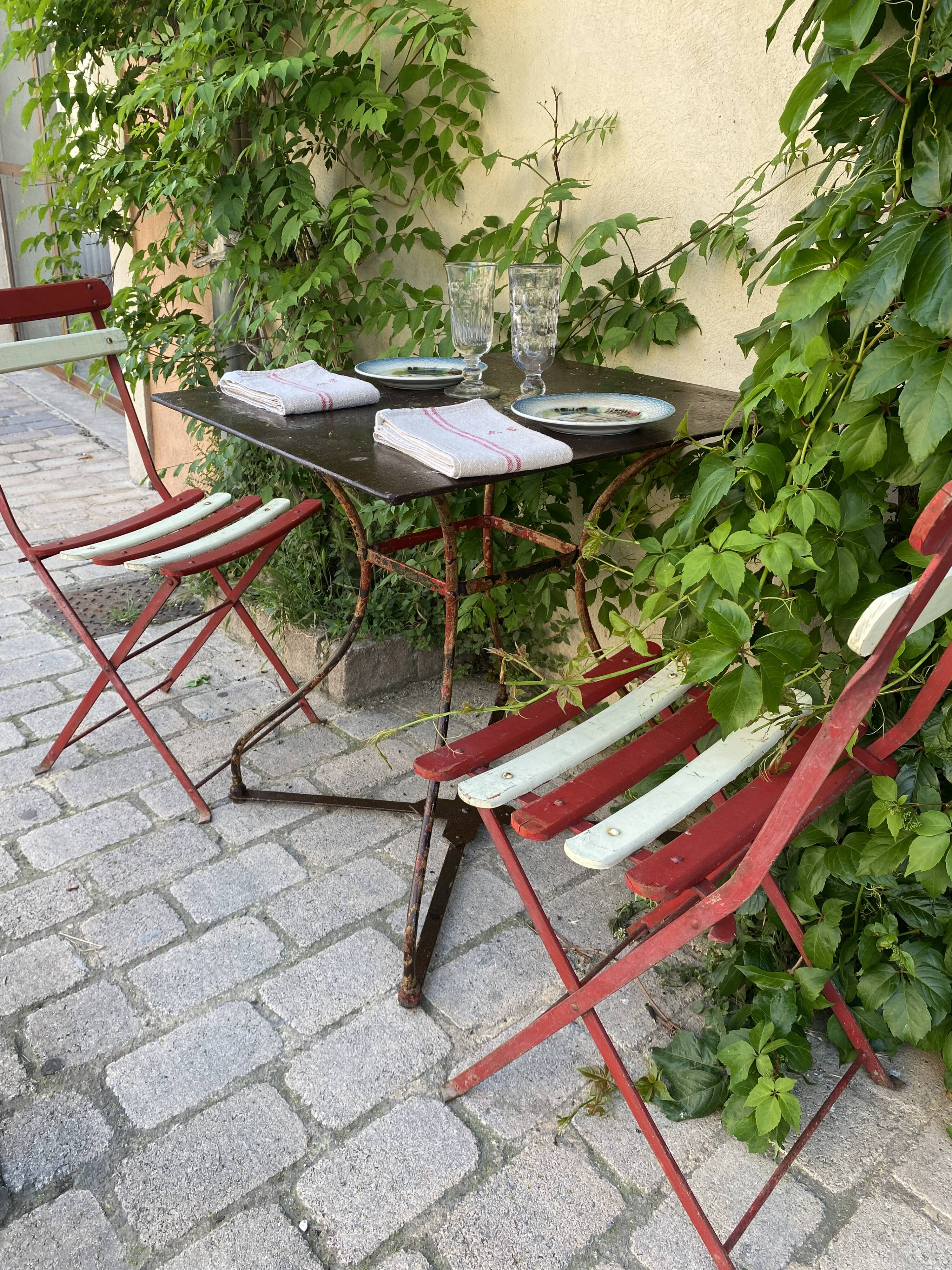 Wrought iron pedestal table