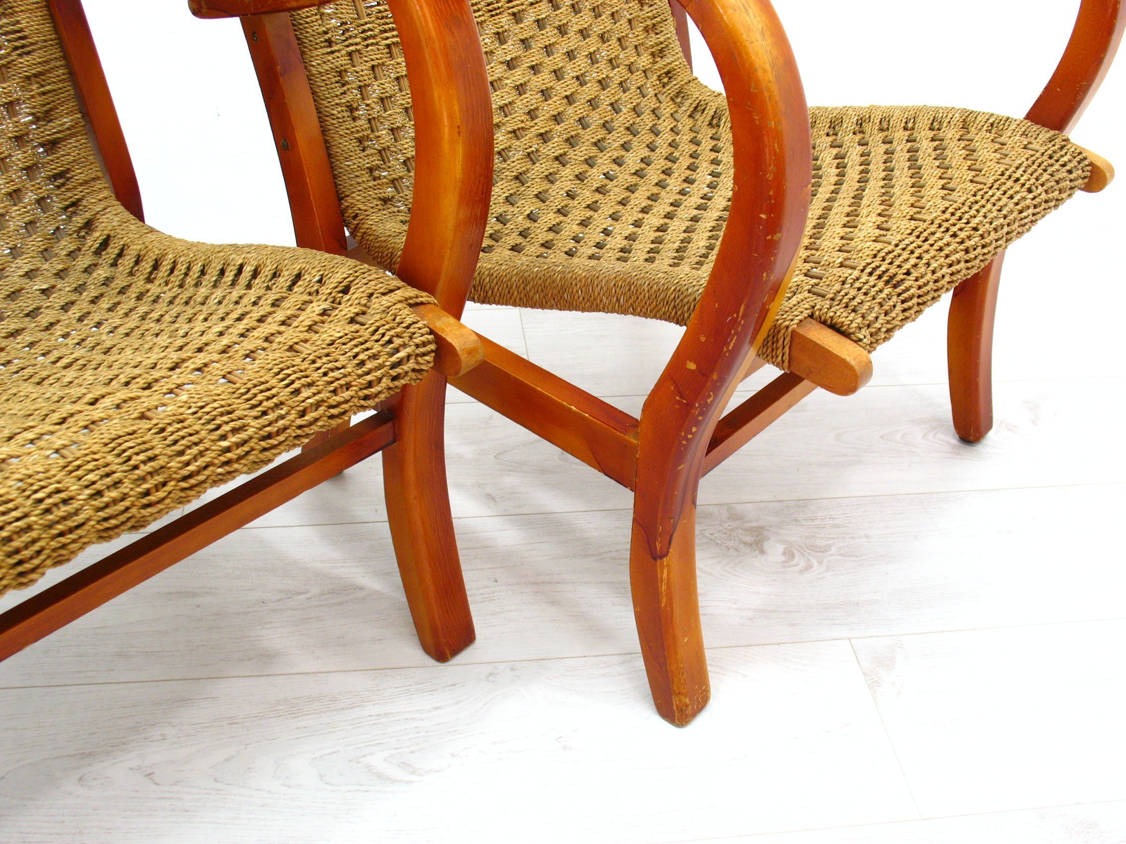 Chaises en corde vintage, 1970