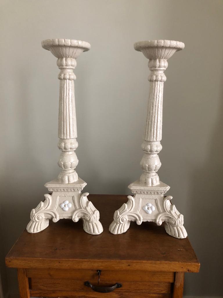 Pair of column candle holders