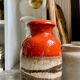W. Germany vase in orange and beige glazed ceramic