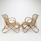 Set of Two Midcentury Rattan Armchairs, 1960s