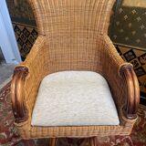 Pair of wicker and rattan bar stools