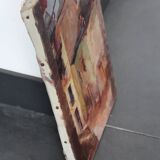 Oil painting on canvas small alley in Spain, signed