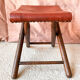 Vintage folding stool Leather & Wood Curule style