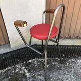 Chaise de bar en métal et skaï industriel années 70