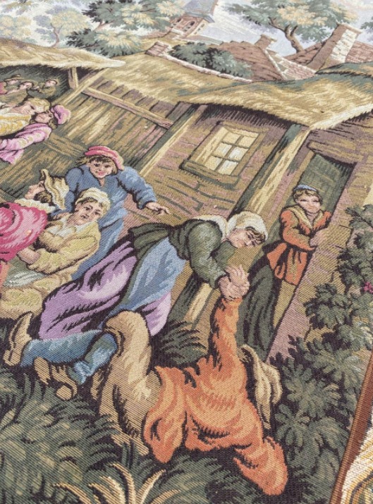 Vintage French tapestry Jaquar 84 x 201 cm