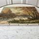 Oil painting on canvas river forest autumnal landscape signed