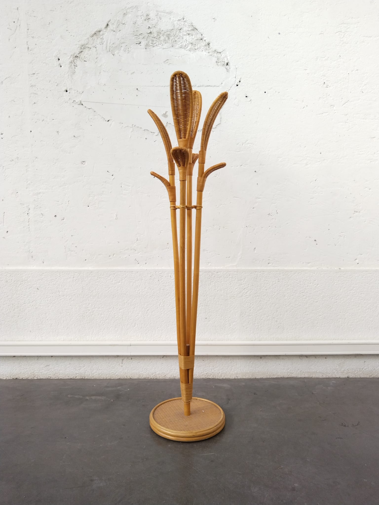 Rattan coat rack