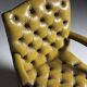 Green leather tufted office chair