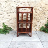 Rattan and bamboo bedside shelf