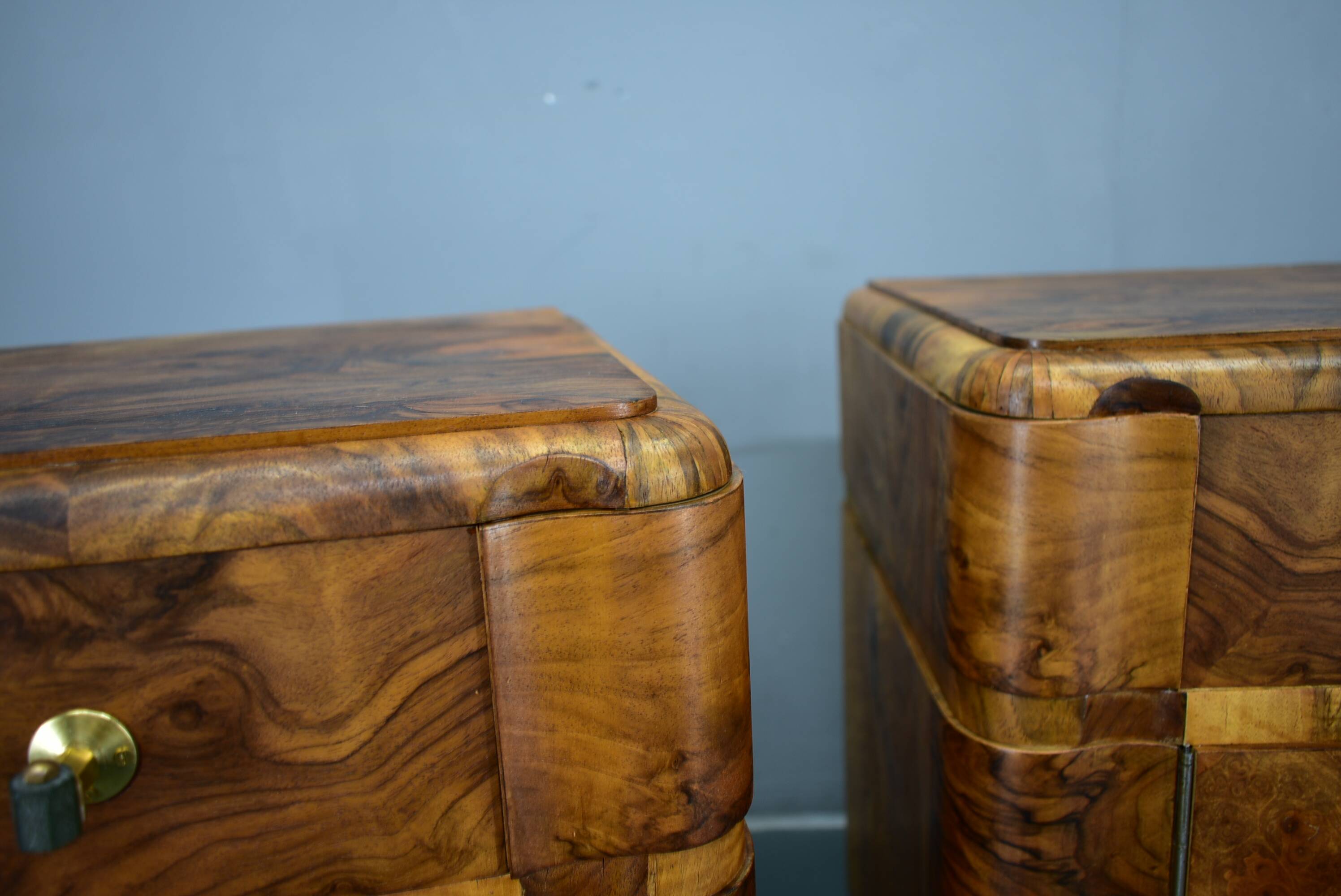 1935s pair of rare art deco bedside tables, Czechoslovakia