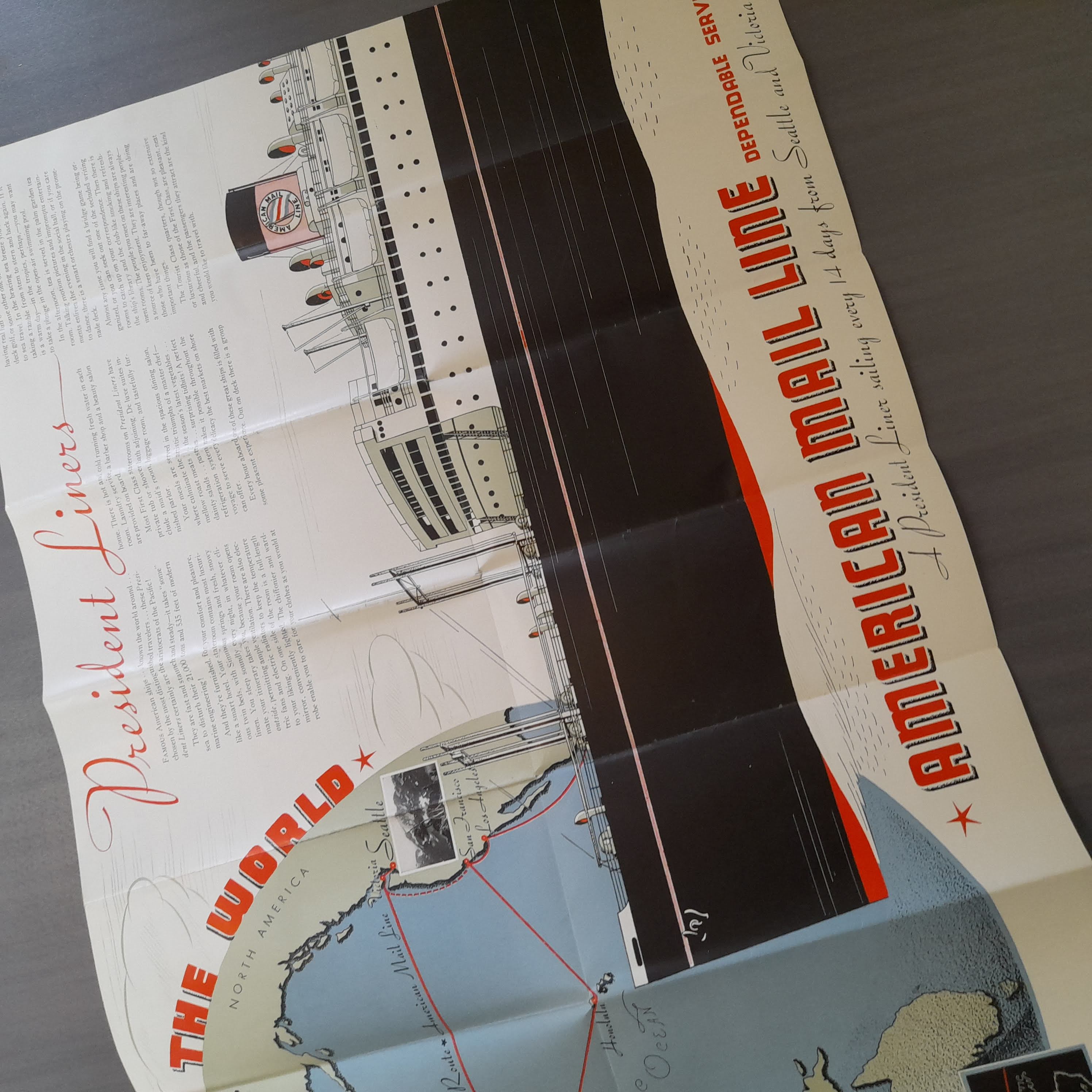 Affiche publicitaire de l'American Mail Line 1930