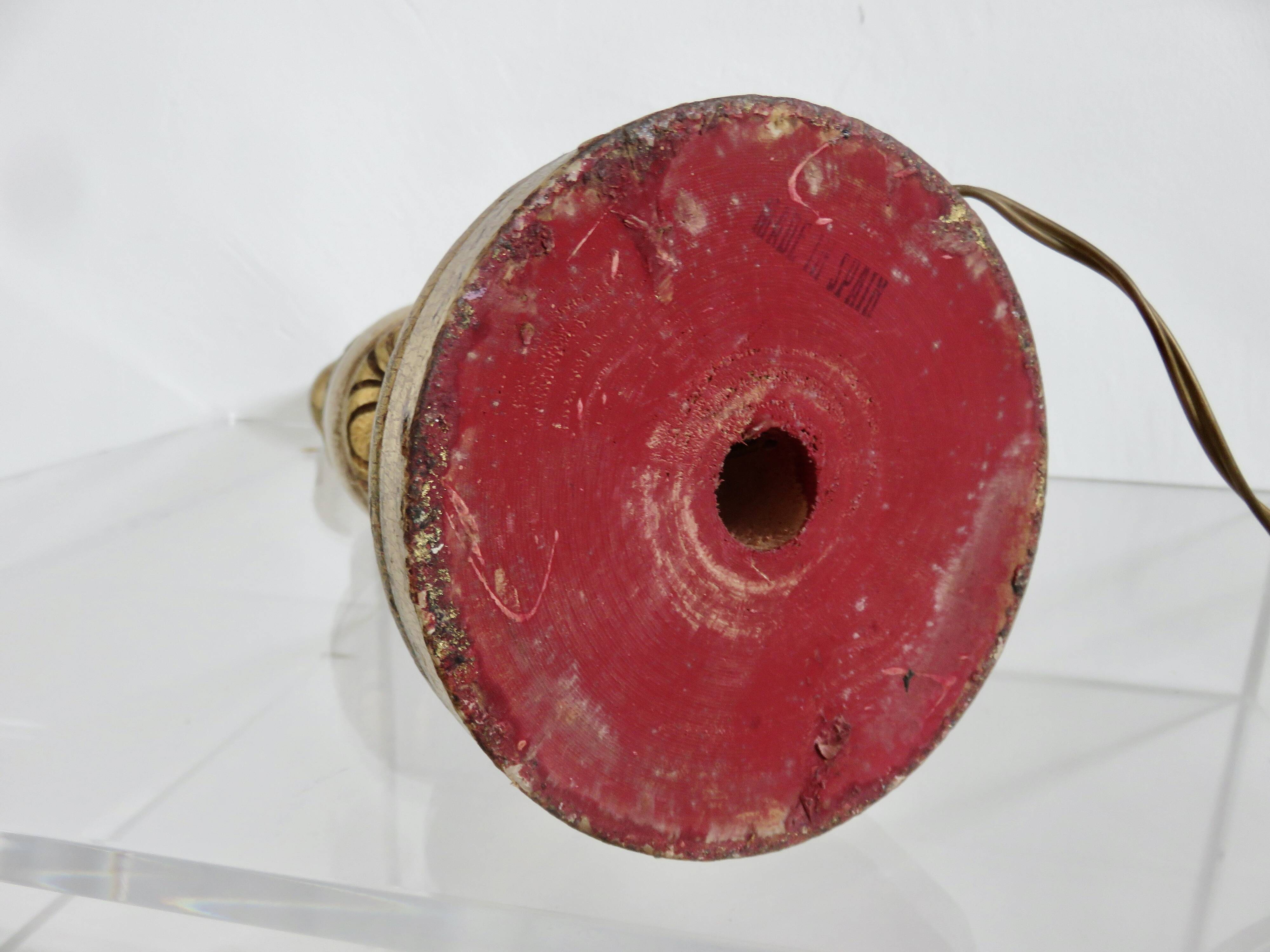 Large baroque lamp in polychrome wood, 1960s