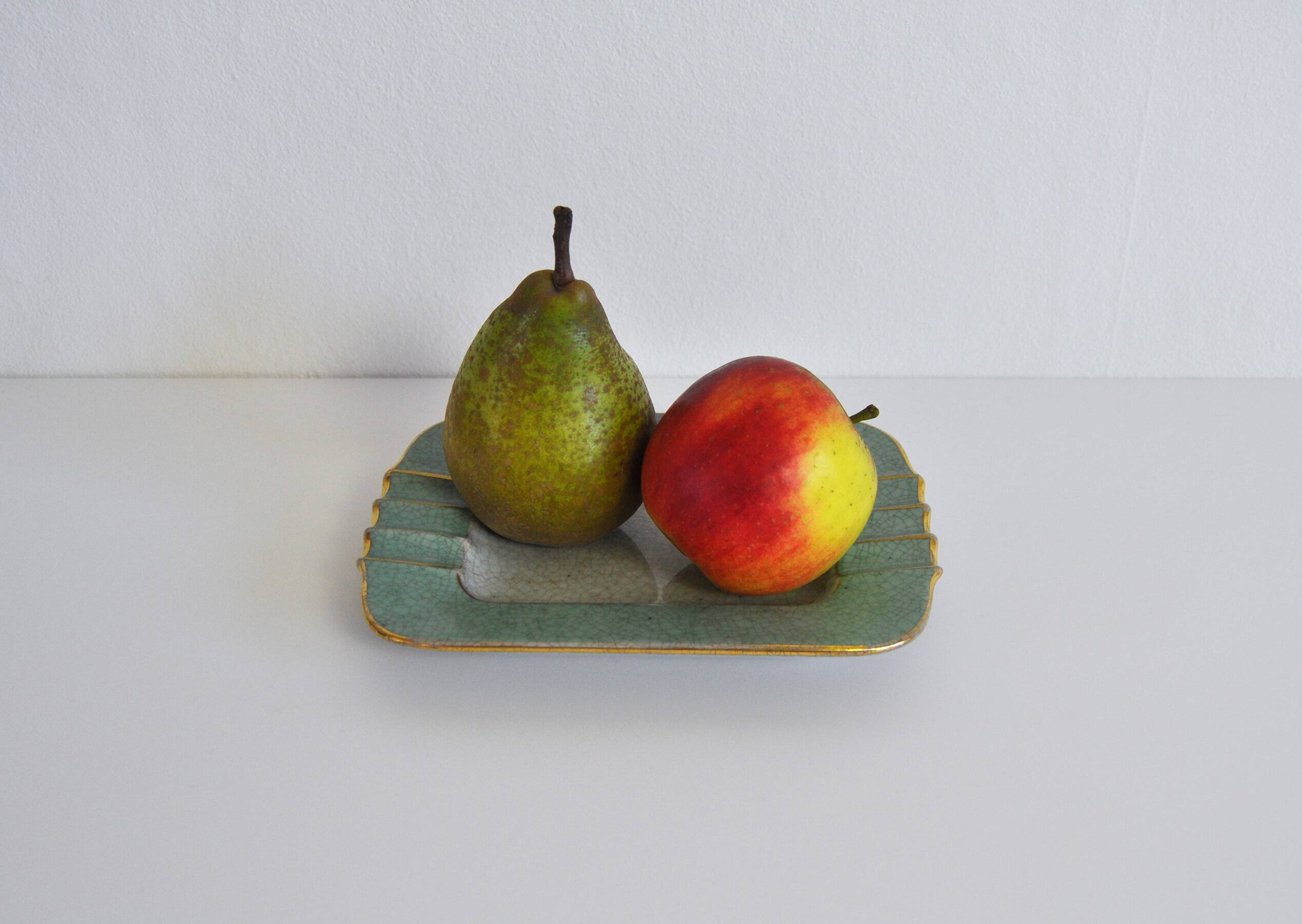 Cendrier, vide poche en porcelaine à glaçure craquelée, années 1940