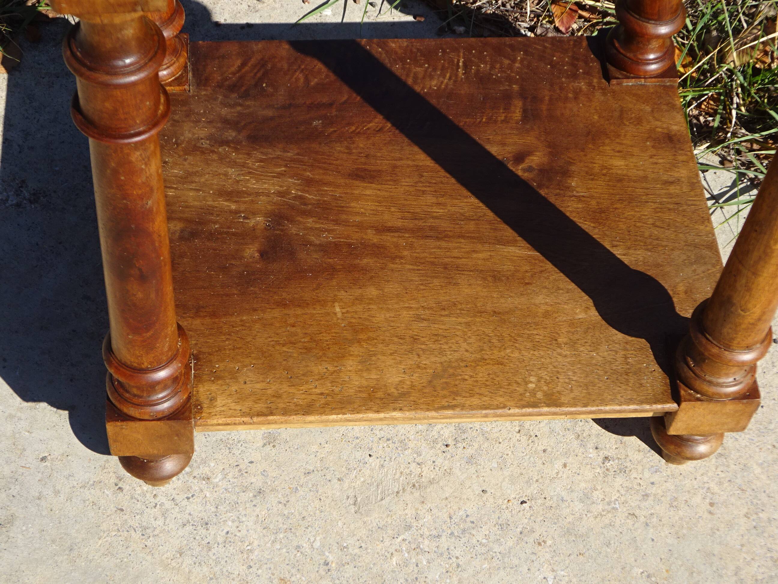 Antique nightstand in walnut and marble, Louis XVI