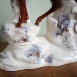 CHAMOIS animal statuette on a rock - enameled ceramic