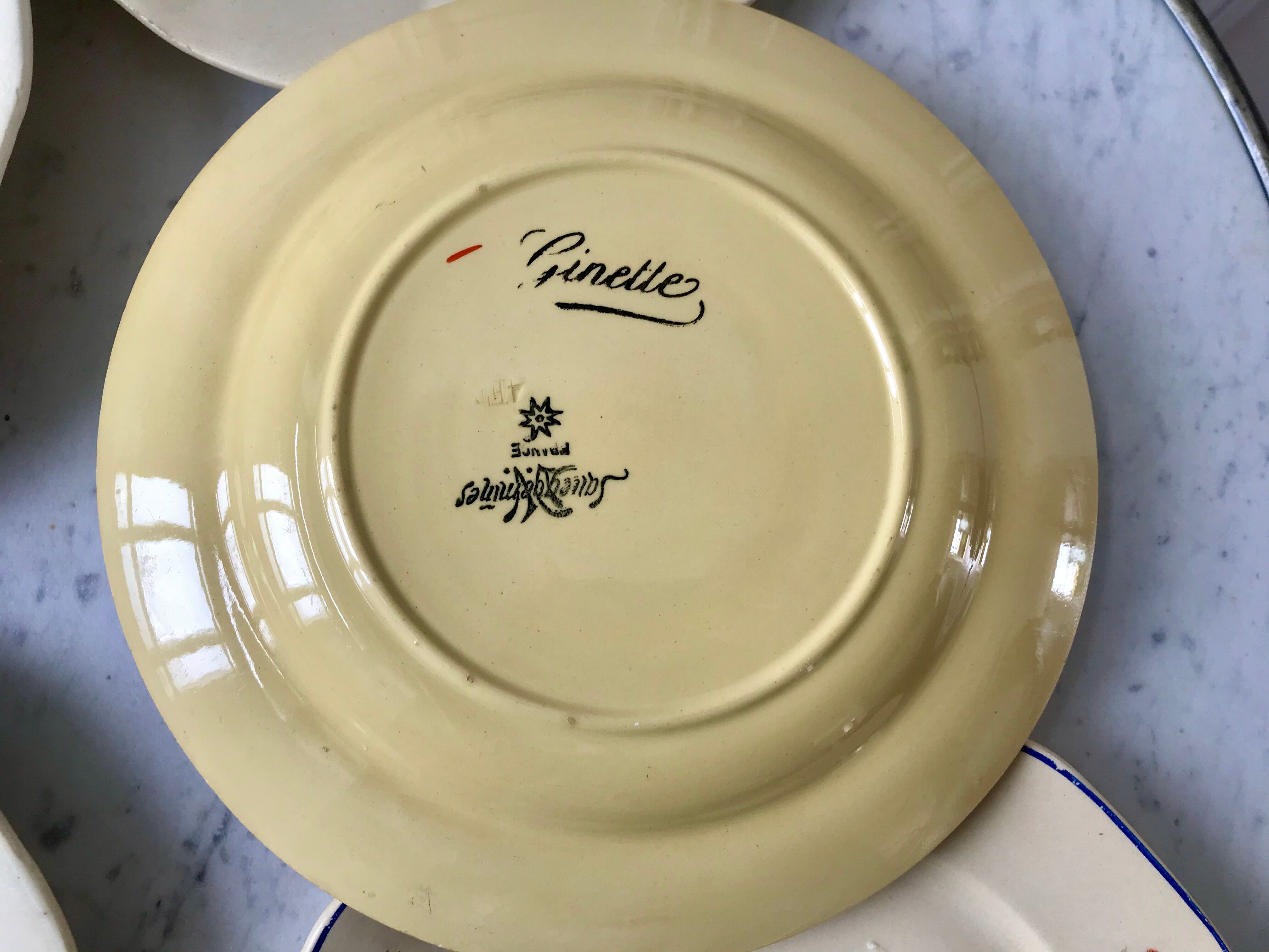 Lot de 6 assiettes plates dépareillées digoin sarreguemines modèle "ginette" & autre années 40-50