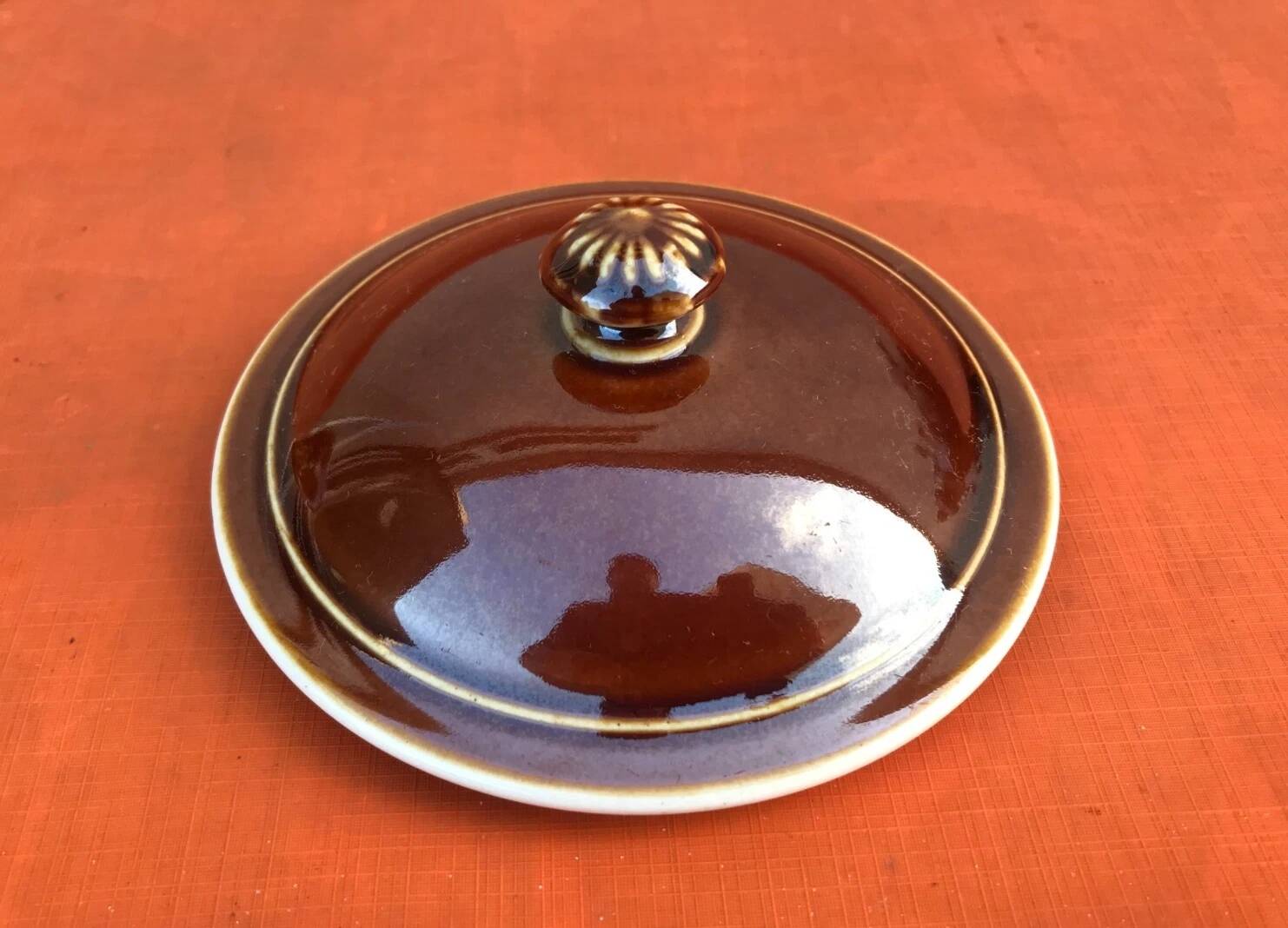 Antique brown glazed ceramic terrine