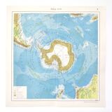 Vintage South Pole Antarctica map from 1950