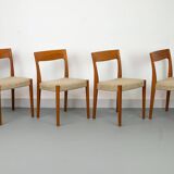 Set of 4 Teak and Wool Dining Chairs by Swegards, Sweden, 1960s