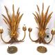Beautiful pair of wall lights, gold metal, wheat ears, vintage, 48 cm, excellent condition.